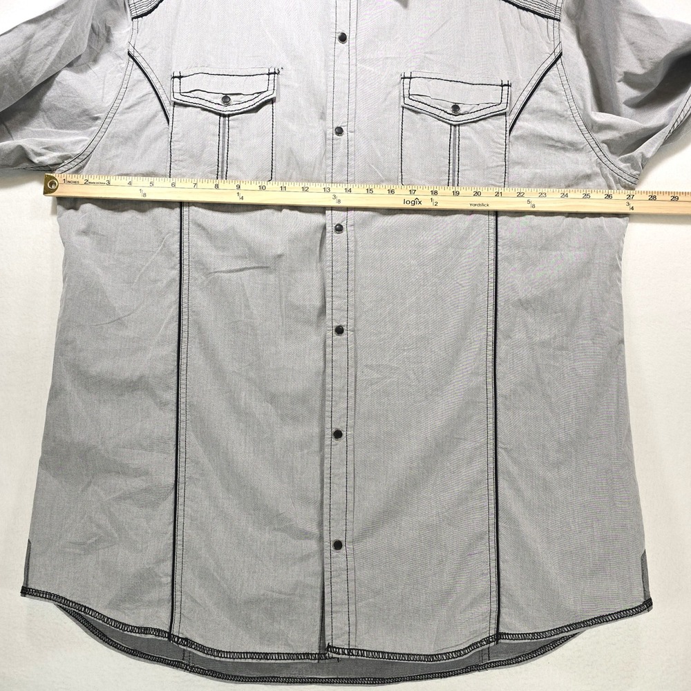 BKE Athletic Fit Mens XXXL Gray Black Contrast Stitch Western Button Down Shirt - Picture 4 of 9